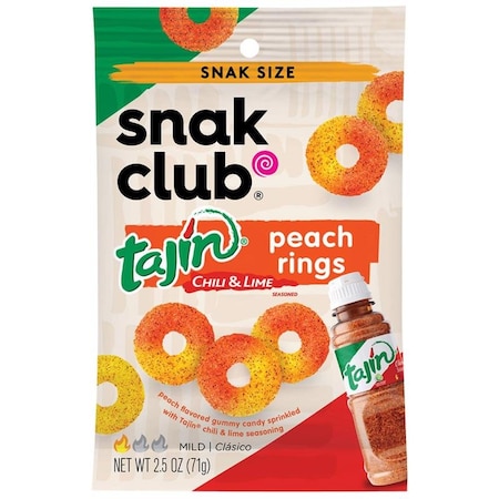 Snak Club Snak Club Tajin Chili and Lime Peach Rings 2.5 oz Bagged 1780647